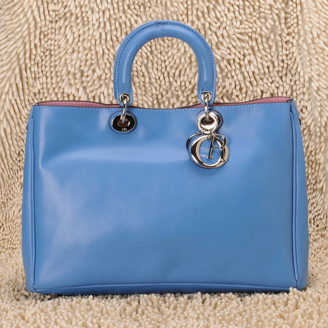 Christian Dior diorissimo nappa leather bag 0901 blue with silver hardware